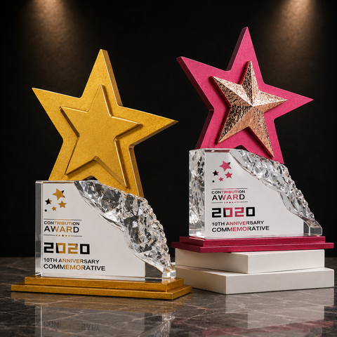 Split Star Textured Acrylic Award - custom acrylic awards with your logo
